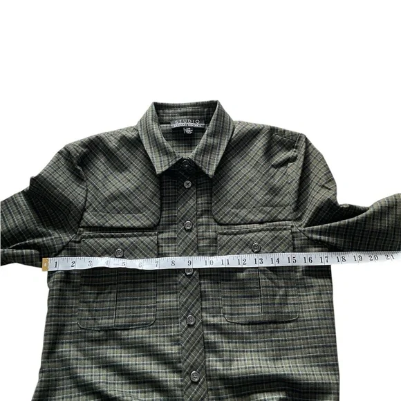 Badgley Mischka Plaid Button-Up Shirt, size S - Picture 6 of 8